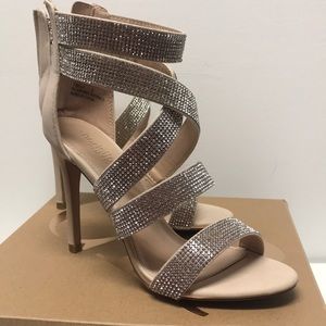 Charlotte Russe Yisela Nude Rhinestone high heels